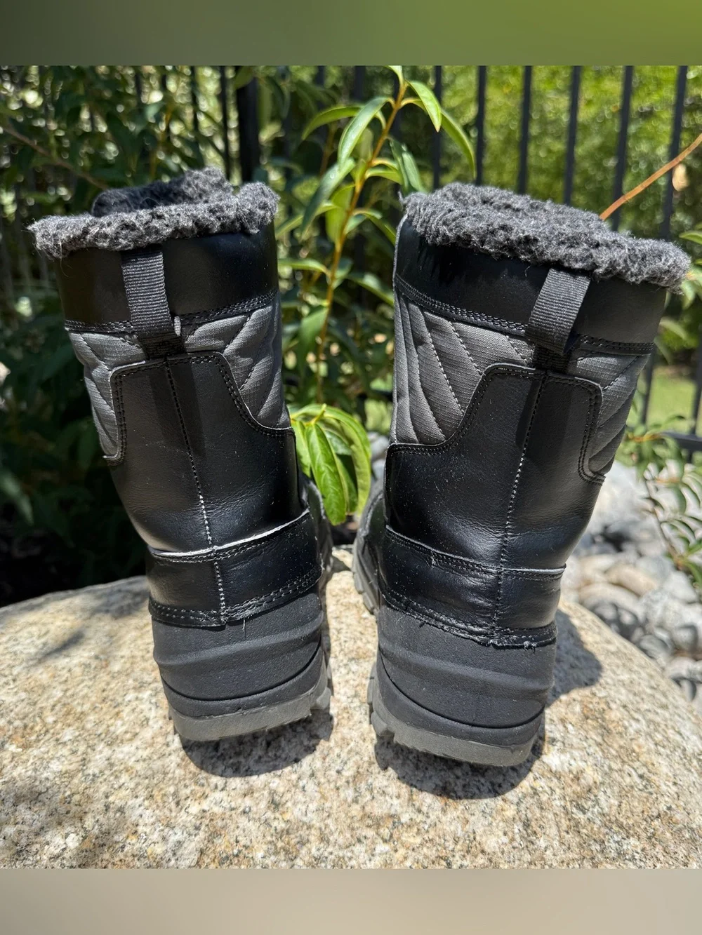 Men’s Thermolite Insulated Winter Snow Boots Faux Fur Waterproof Size 6 Black